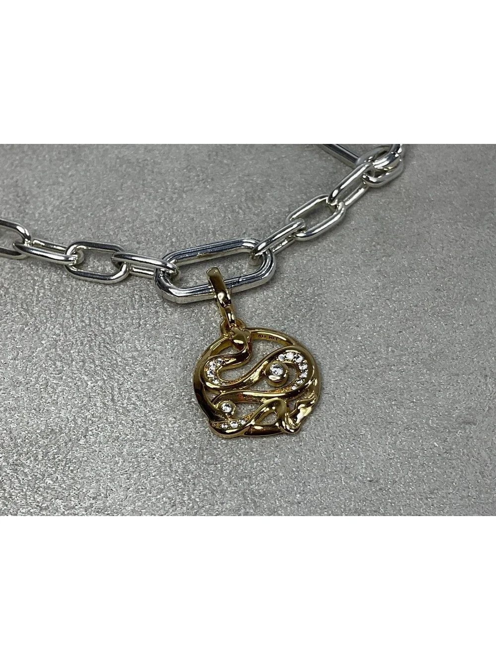Pandora ME Gold Plated Pave Snake Medallion Charm Retired